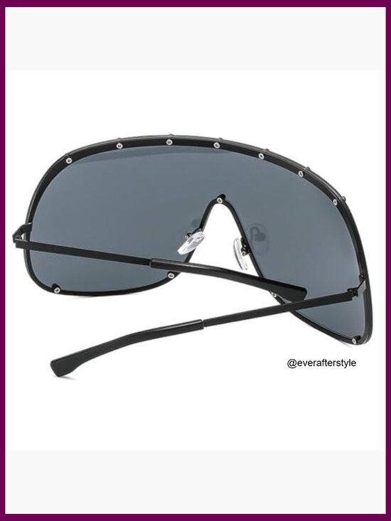 Oversized One-Piece Square Shield Sunglasses with Metal Frame